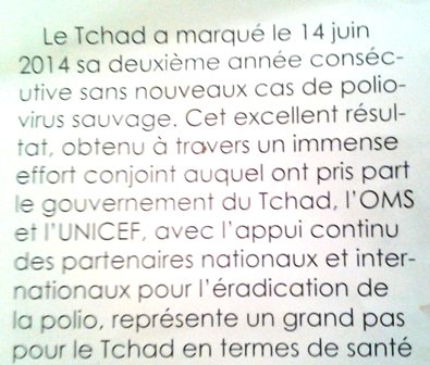 Extrait du Magazine "Les Nations Unies en action" Tchad, Janvier 2015.